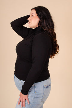 Rib Rollneck Long Sleeve Black