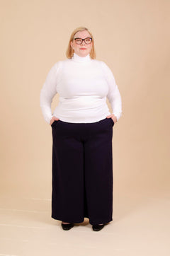 Rib Rollneck Long Sleeve White