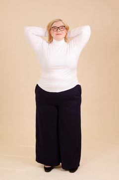 Rib Rollneck Long Sleeve White