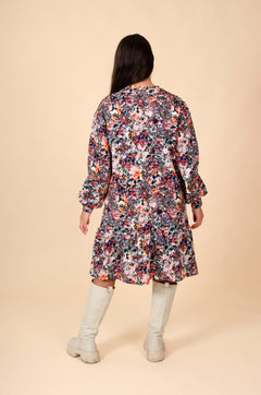 Ruffle Sweatshirt Dress Blooming Forest