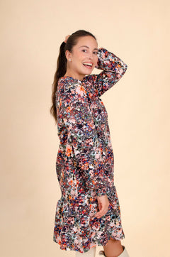 Ruffle Sweatshirt Dress Blooming Forest