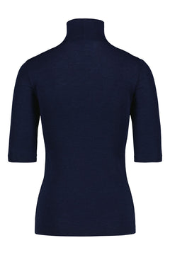 Kait Wool Silk Polo Blueberry