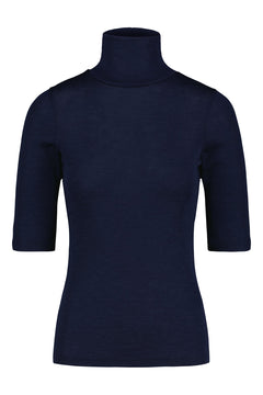 Kait Wool Silk Polo Blueberry