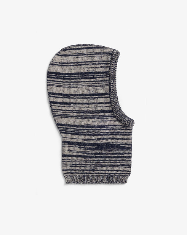 Knit Merino Wool Balaclava Striped Navy