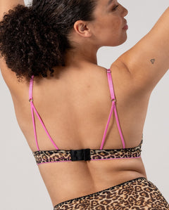 Mesh Triangle Bralette Leopard/Candy Pink