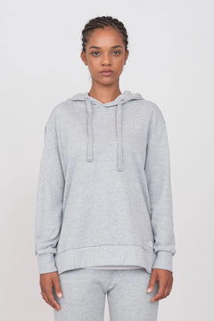 Gauzy Hoodie With Side Slits Grey