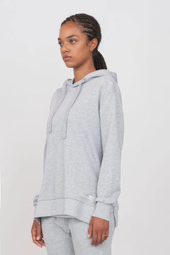 Gauzy Hoodie With Side Slits Grey