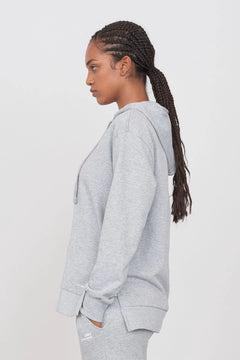 Gauzy Hoodie With Side Slits Grey