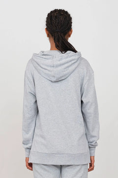 Gauzy Hoodie With Side Slits Grey