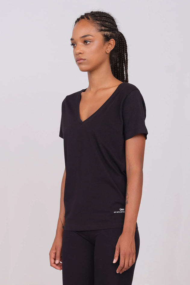 Women's V-Neck T-Shirt Black – IVALO.COM