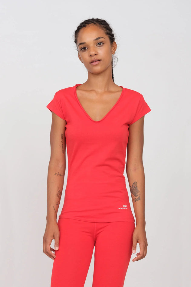 Women's Soft V-Neck T-Shirt Red