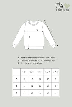 Melli EcoDesign Bambit Lehtisateessa Collegepaita Laventeli