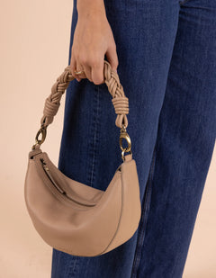 Leo Bag Soft Grain Leather With Two Straps Sand