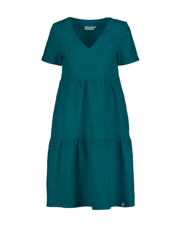 Linen Layered Dress Crystal Teal - IVALO.COM