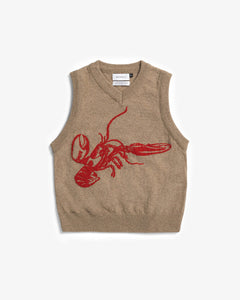 Lobster Wool-Blend Knit Unisex Vest Brown