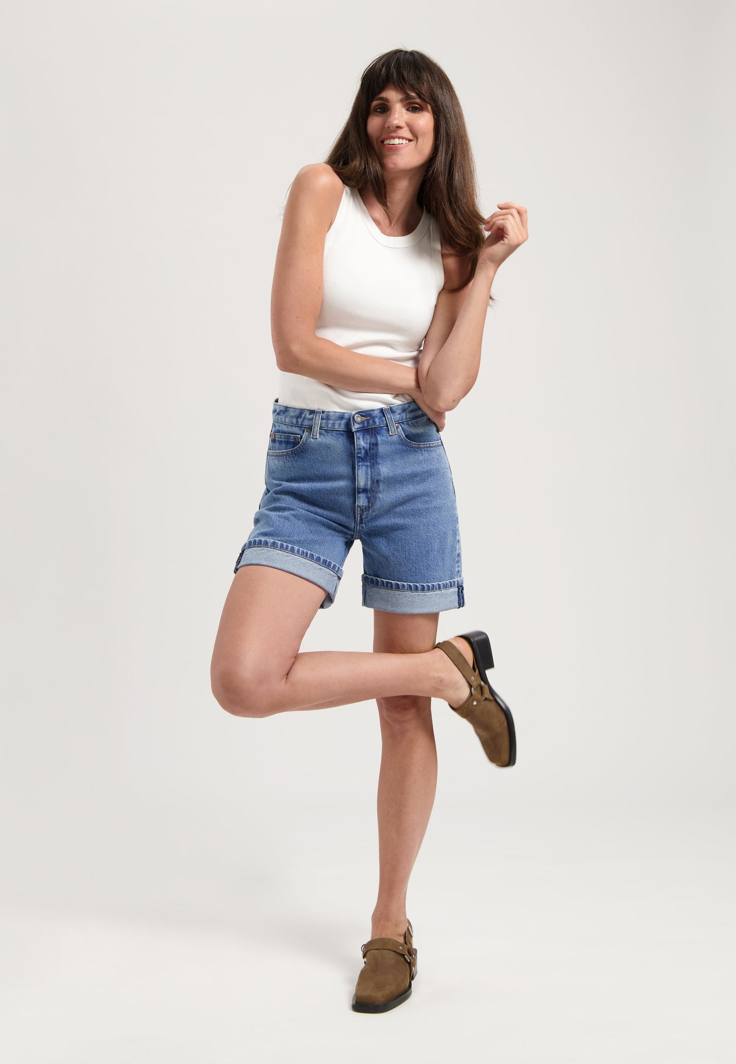 Luna Mid Denim Shorts Stone Vintage
