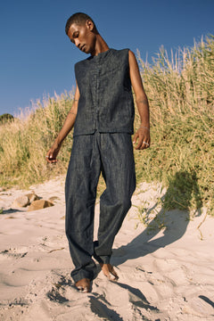 Loom Loose Lightweight Hemp Blend Chinos Raw Blue
