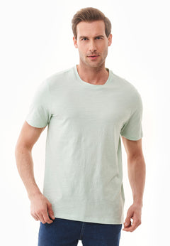 Men's Basic Round Neck T-Shirt Aqua Green