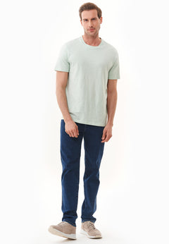 Men's Basic Round Neck T-Shirt Aqua Green