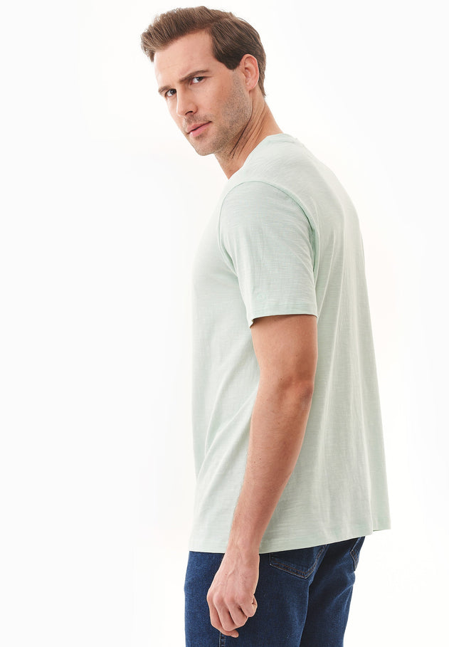 Men's Basic Round Neck T-Shirt Aqua Green