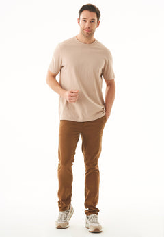 Men's Basic Round Neck T-Shirt Beige