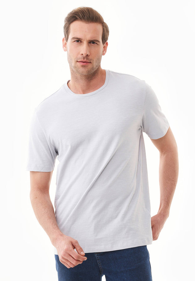 Men's Basic Round Neck T-Shirt Light Grey