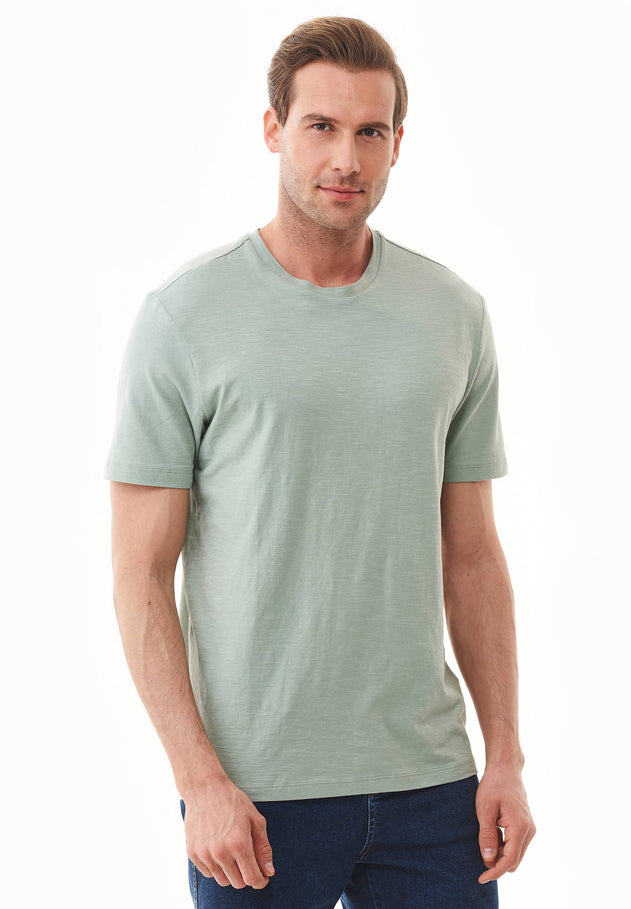 Men's Basic Round Neck T-Shirt Water Green