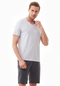 Men's Basic V-Neck T-Shirt Light Grey