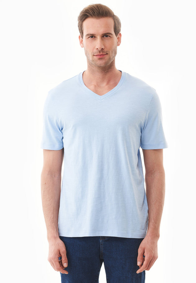 Men's Basic V-Neck T-Shirt Powder Blue