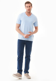 Men's Basic V-Neck T-Shirt Powder Blue
