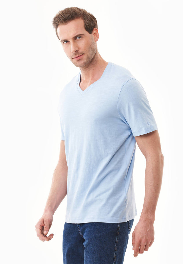 Men's Basic V-Neck T-Shirt Powder Blue