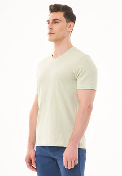 Basic V-Neck T-Shirt Soft Green