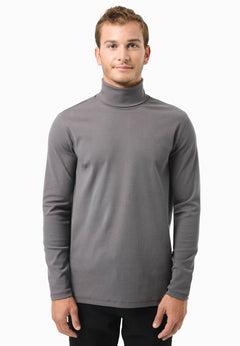 Men's Organic Cotton Turtleneck Shirt Asphalt
