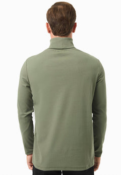 Men's Organic Cotton Turtleneck Shirt Khaki