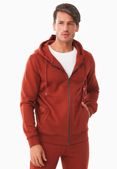 Men's Organic Cotton Fleece Zipper Hoodie Ginger