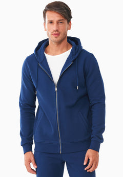 Men's Organic Cotton Fleece Zipper Hoodie Navy
