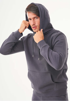 Men's Organic Cotton Hoodie With Kangaroo Pocket Asphalt
