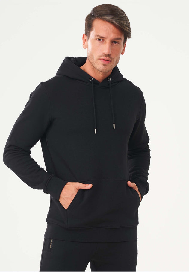 Men's Organic Cotton Hoodie With Kangaroo Pocket Black
