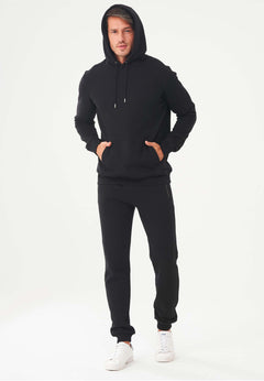 Men's Organic Cotton Hoodie With Kangaroo Pocket Black