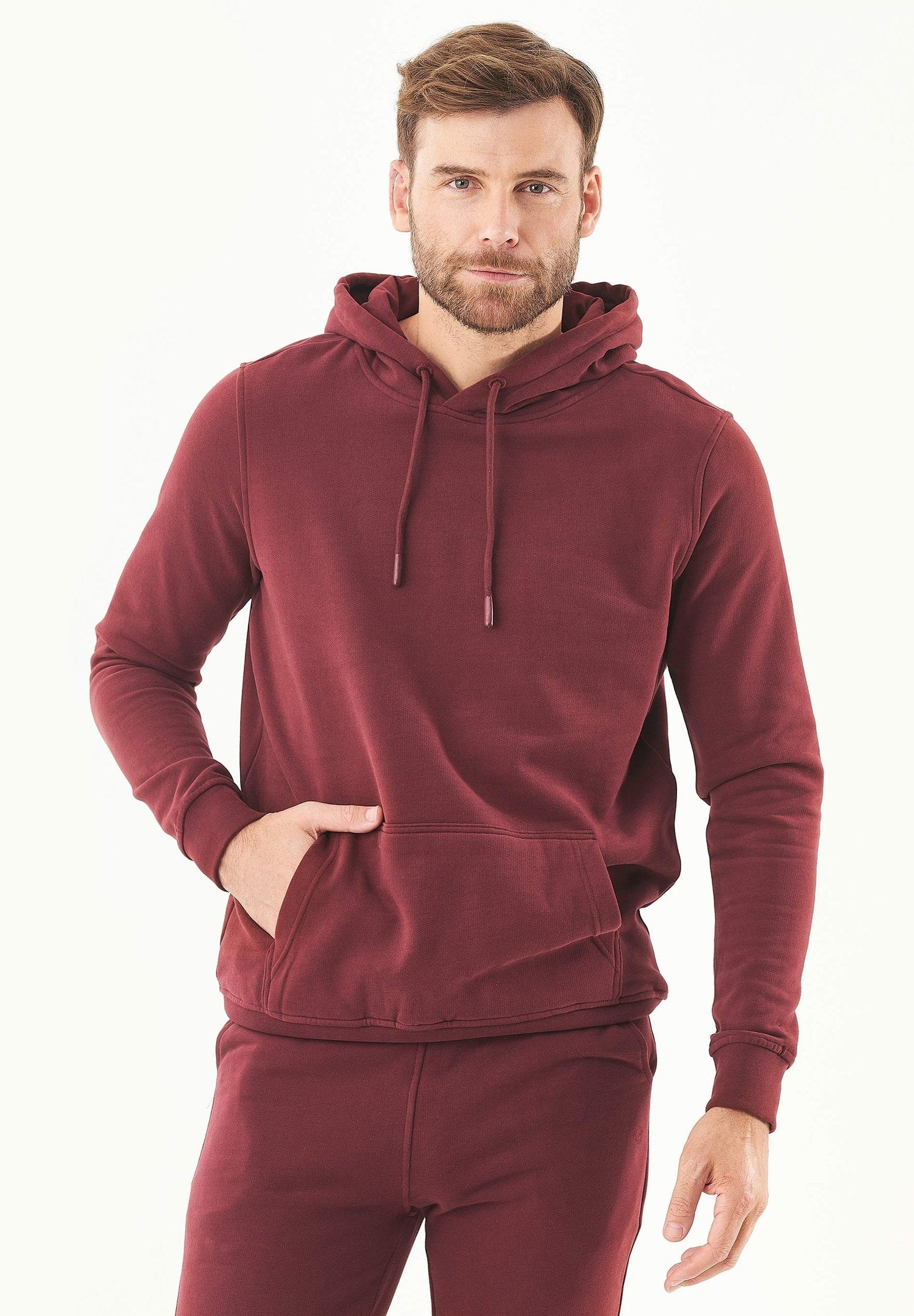 Men's Basic Soft Touch Organic Cotton Hoodie Bordeaux