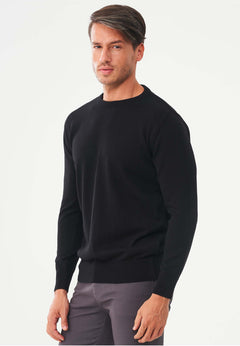 Men's Round Neck Organic Cotton Sweater Black