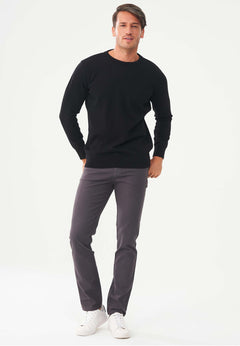 Men's Round Neck Organic Cotton Sweater Black