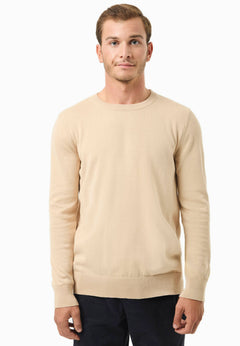 Men's Round Neck Organic Cotton Sweater Beige