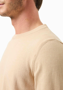 Men's Round Neck Organic Cotton Sweater Beige