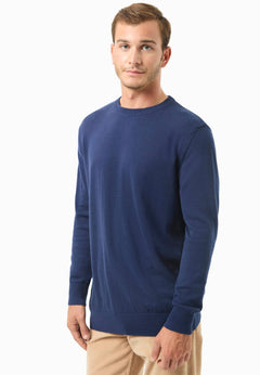 Men's Round Neck Organic Cotton Sweater Navy