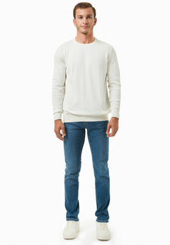 Men's Round Neck Organic Cotton Sweater Off White