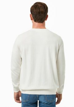 Men's Round Neck Organic Cotton Sweater Off White