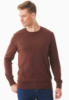 Men's Round Neck Organic Cotton Sweater Radical Brown