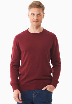 Men's Round Neck Organic Cotton Sweater Syrah Red