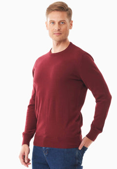 Men's Round Neck Organic Cotton Sweater Syrah Red